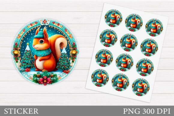 Download Christmas Squirrel Sticker PNG Printable - Printable Collection