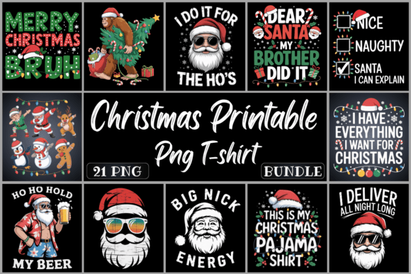 Download Christmas Printable PNG T-Shirt Bundle - Printable Collection