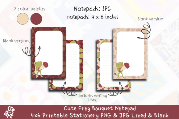 Download Frog Bouquet Notepad 4x6 Printable - Printable Collection