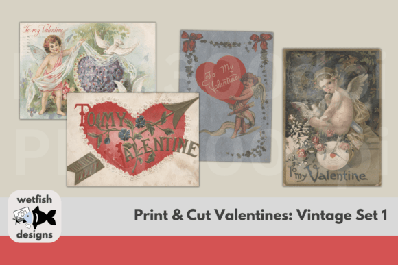 Download 4 Printable Vintage Valentine Postcards - Printable Collection